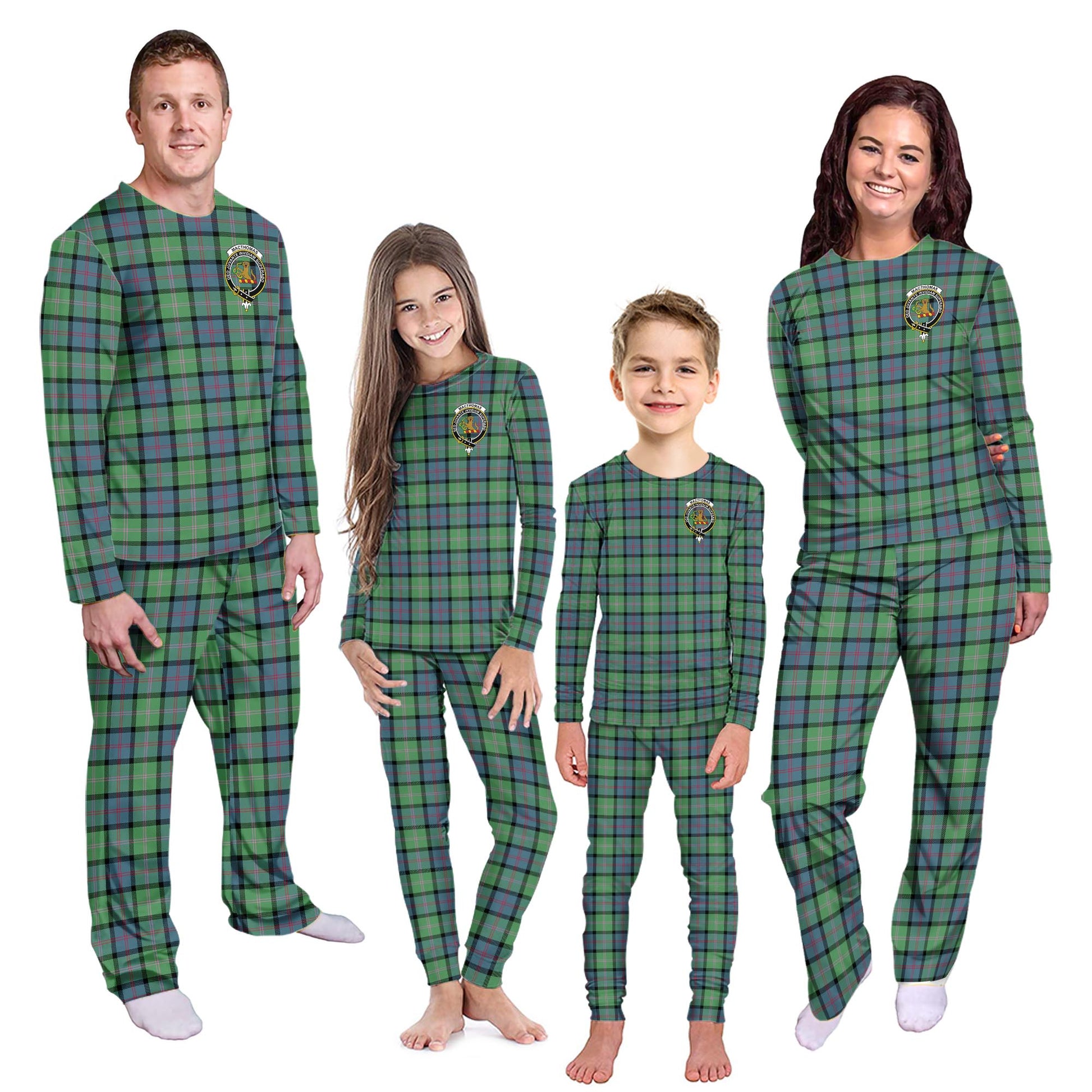 MacThomas Ancient Tartan Pajamas Family Set with Family Crest - Tartanvibesclothing