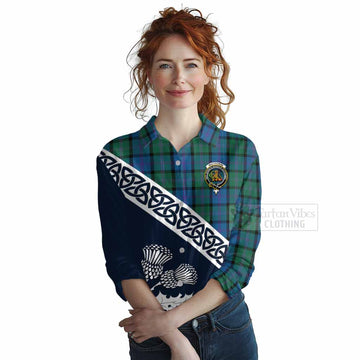 MacThomas (McThomas) Tartan Women's Casual Shirt Featuring Thistle and Scotland Map