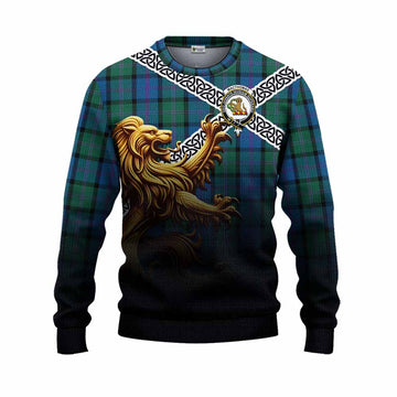 MacThomas (McThomas) Crest Tartan Knitted Sweater with Golden Lion Emblem Celtic Style Unisex - Tartan Vibes Clothing