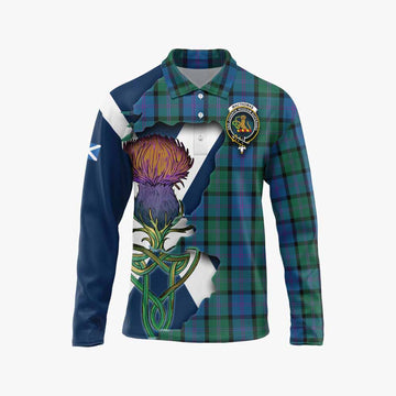MacThomas (McThomas) Tartan Family Crest Long Sleeve Polo Shirt Scottish Thistle Celtic Inspired Unisex - Tartan Vibes Clothing