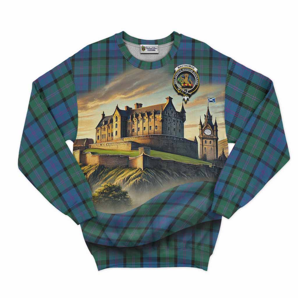 MacThomas (McThomas) Tartan Family Crest Sweatshirt with Scottish Ancient Castle Style Unisex - Tartan Vibes Clothing