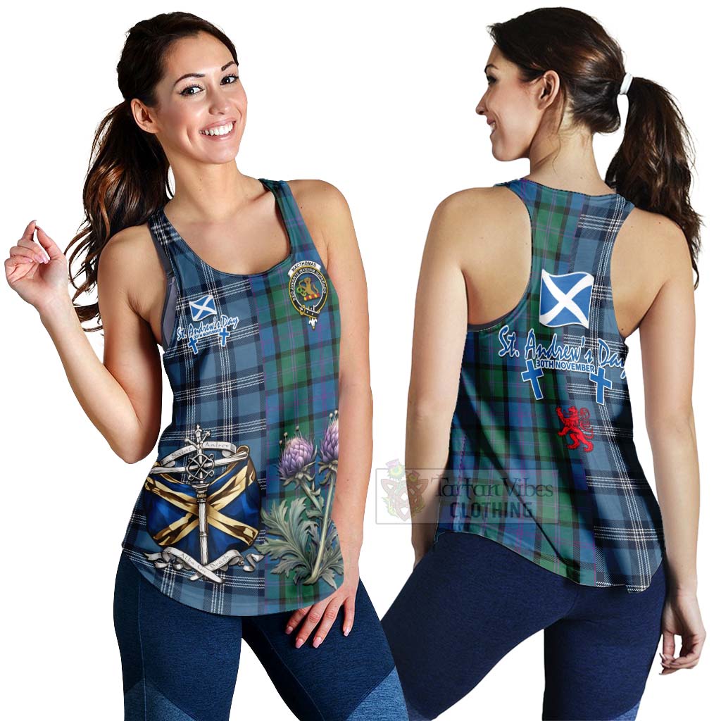 Tartan Vibes Clothing MacThomas (McThomas) Tartan Women's Racerback Tanks Happy St. Andrew's Day Half Tartan Style