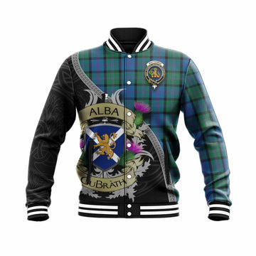 MacThomas (McThomas) Tartan Family Crest Baseball Jacket Lion Rampant Royal Thistle Shield Celtic Inspired Unisex - Tartan Vibes Clothing