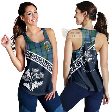 MacThomas (McThomas) Tartan Women's Racerback Tanks Featuring Thistle and Scotland Map