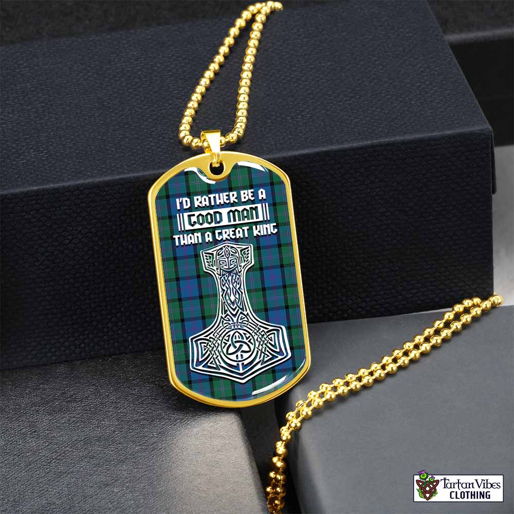 MacThomas (McThomas) Tartan Dog Tag Necklace Viking Mjolnir Style Gold No - Tartan Vibes Clothing