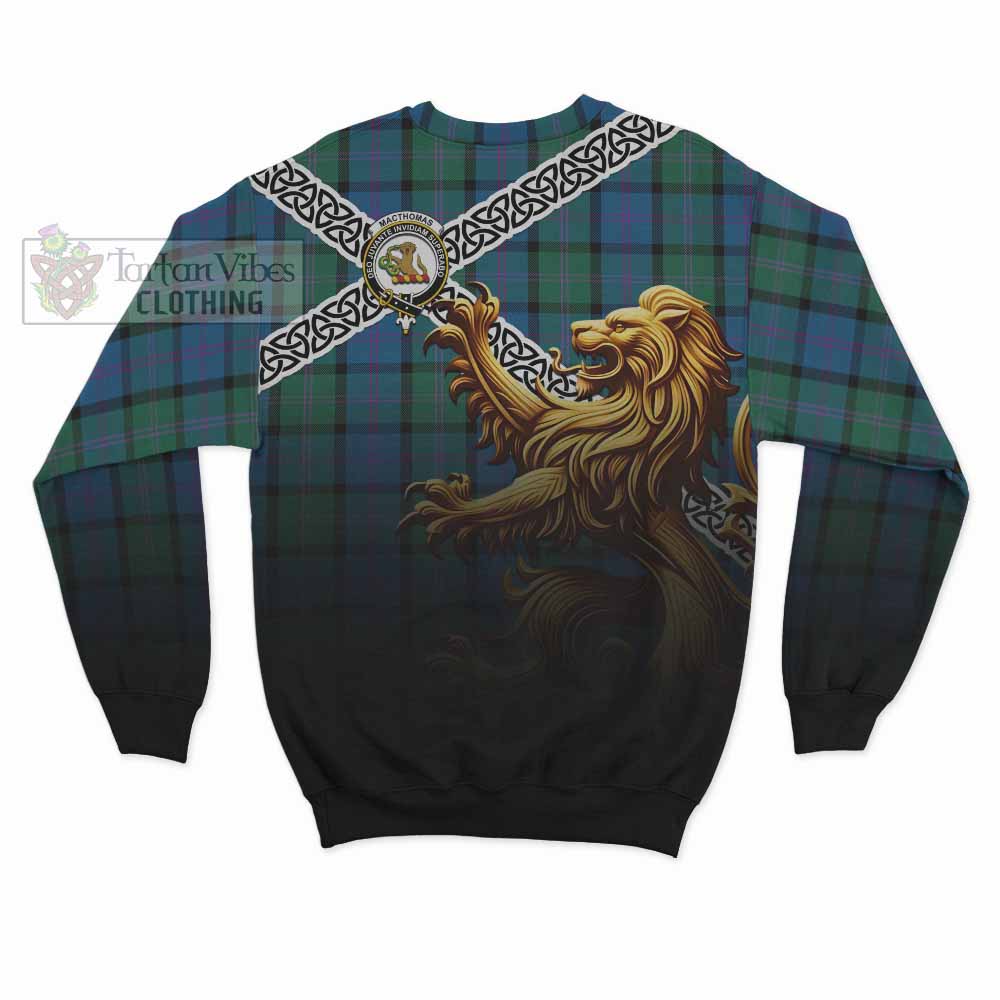 MacThomas (McThomas) Crest Tartan Sweatshirt with Golden Lion Emblem Celtic Style - Tartan Vibes Clothing