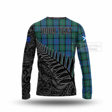 MacThomas (McThomas) Crest Tartan Long Sleeve T-Shirt with New Zealand Silver Fern Half Style - Tartan Vibes Clothing