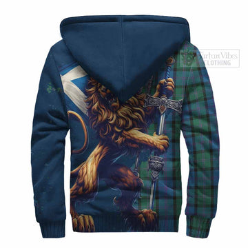 MacThomas (McThomas) Tartan Family Crest Sherpa Hoodie with Scottish Majestic Lion - Tartan Vibes Clothing