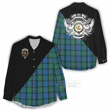 MacThomas (McThomas) Tartan Women's Casual Shirt with Family Crest and Military Logo Style