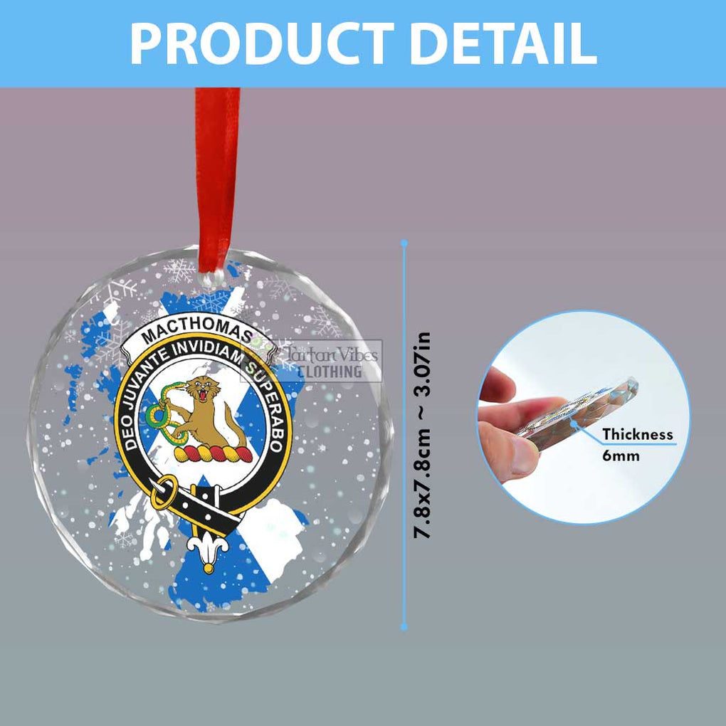 MacThomas (McThomas) Clan Crest Christmas Glass Ornament with Scotland Map - 2D-tartanvibesclothing