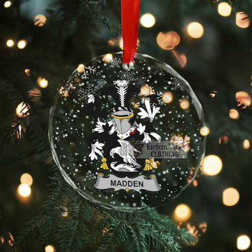 Madden Irish Clan Christmas Glass Ornament with Coat of Arms