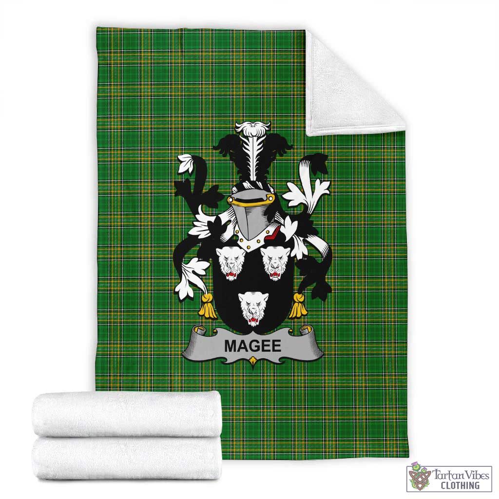 Tartan Vibes Clothing Magee Irish Clan Tartan Blanket with Coat of Arms