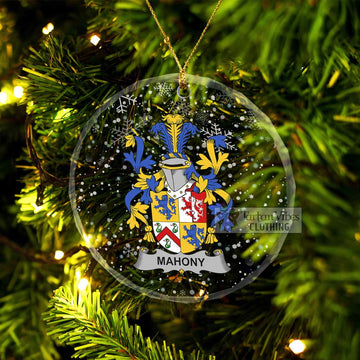 Mahony Irish Clan Christmas Glass Ornament with Coat of Arms