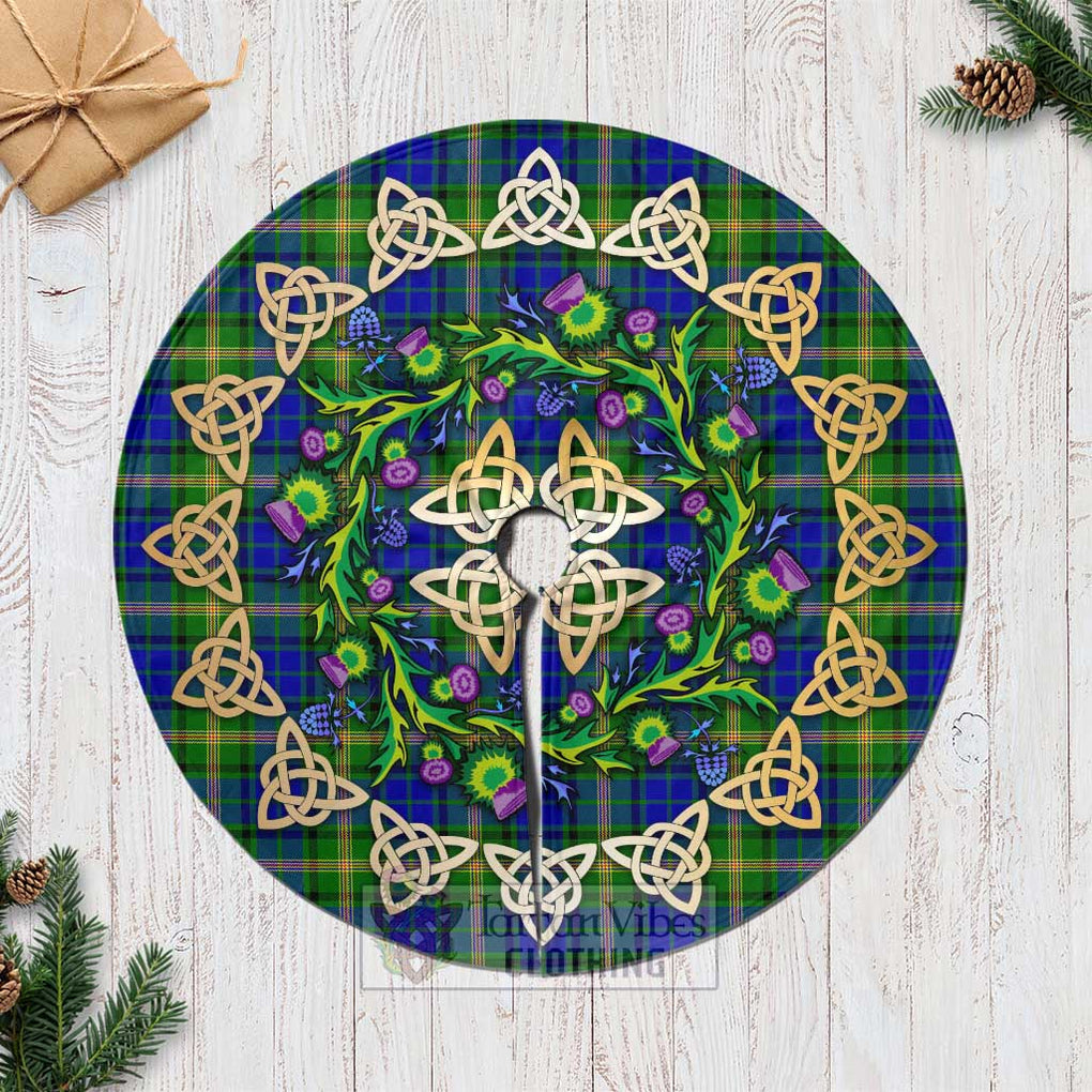 Tartan Vibes Clothing Maitland Tartan Christmas Tree Skirt with Thistle Celtic Knot Style