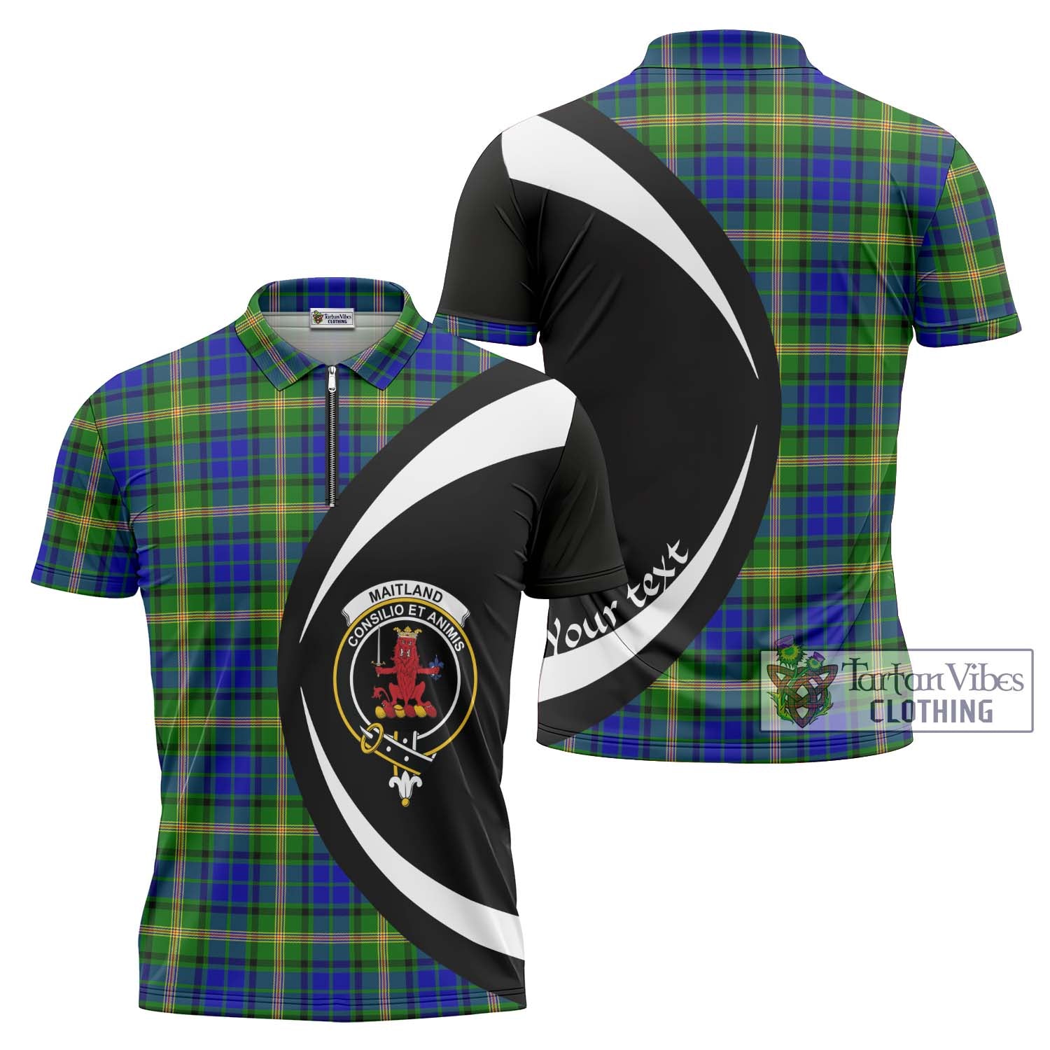 Tartan Vibes Clothing Maitland Tartan Zipper Polo Shirt with Family Crest Circle Style