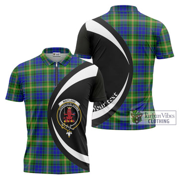 Maitland Tartan Zipper Polo Shirt with Family Crest Circle Style