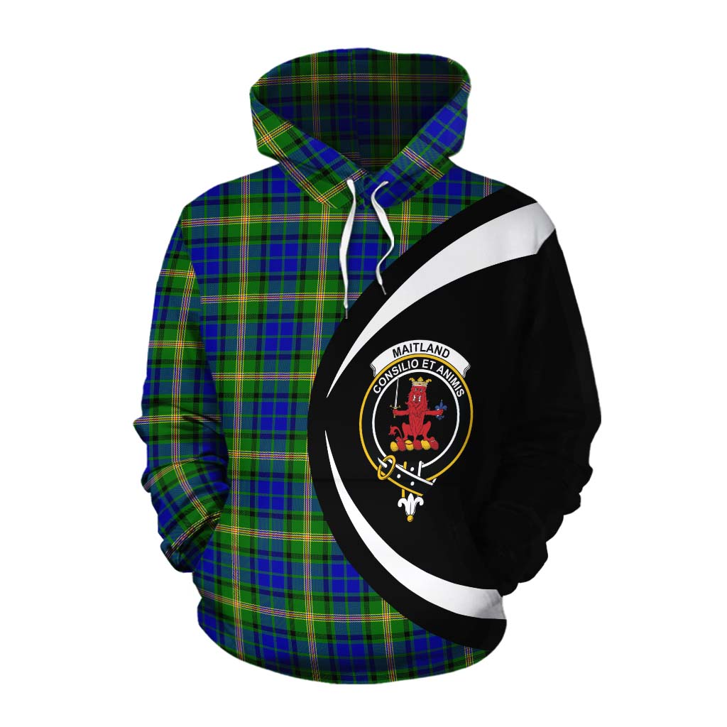 Tartan Vibes Clothing Maitland Tartan Cotton Hoodie with Family Crest Circle Style