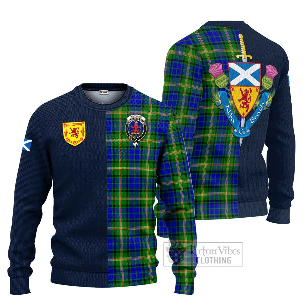 Tartan Vibes Clothing Maitland Tartan Knitted Sweater with Scottish Lion Royal Arm Half Style