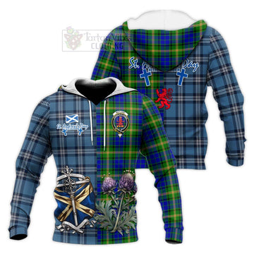 Maitland Tartan Knitted Hoodie Happy St. Andrew's Day Half Tartan Style