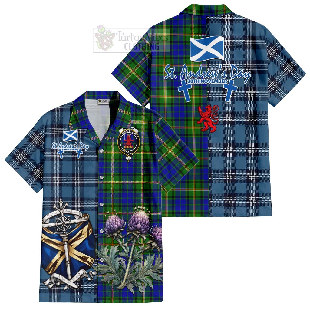 Tartan Vibes Clothing Maitland Tartan Short Sleeve Button Shirt Happy St. Andrew's Day Half Tartan Style