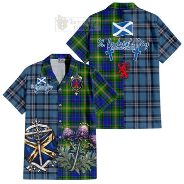 Maitland Tartan Short Sleeve Button Shirt Happy St. Andrew's Day Half Tartan Style