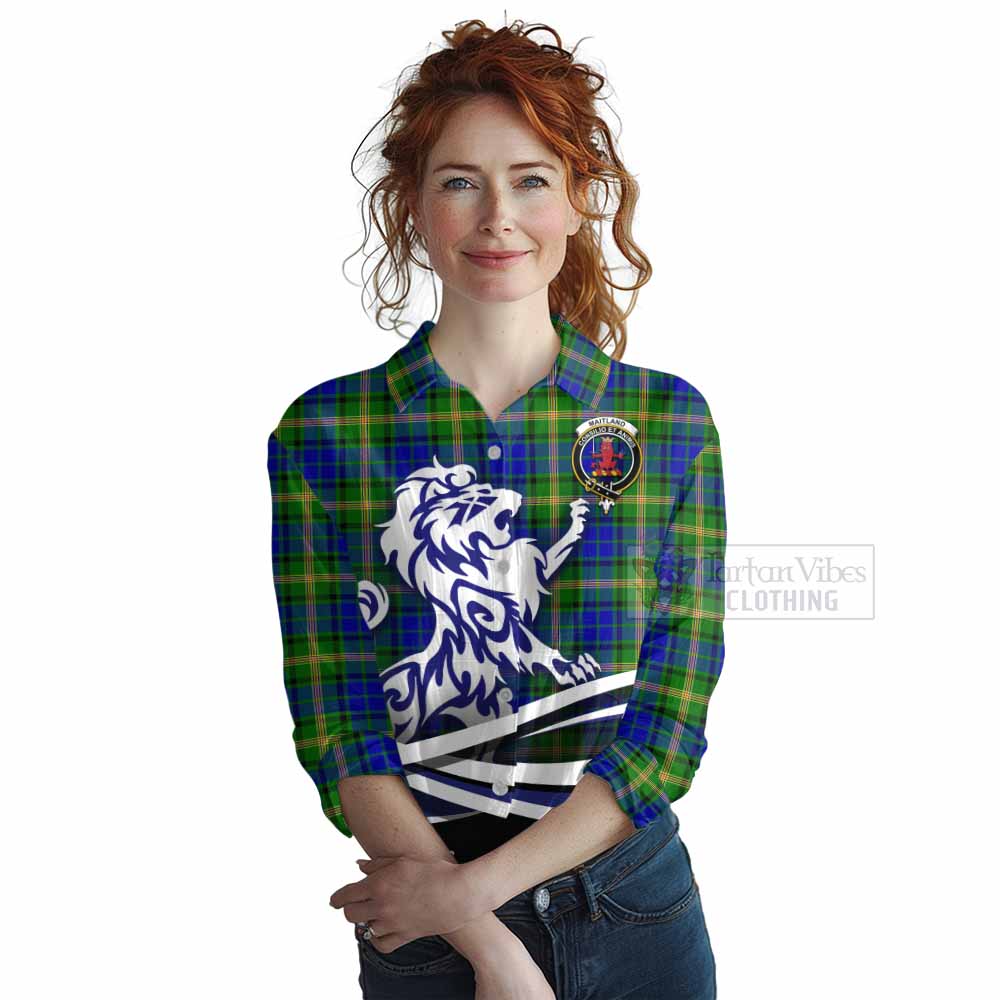 Tartan Vibes Clothing Maitland Tartan Women's Casual Shirt with Alba Gu Brath Regal Lion Emblem