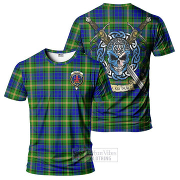 Maitland Tartan T-Shirt with Family Crest Celtic Skull Style