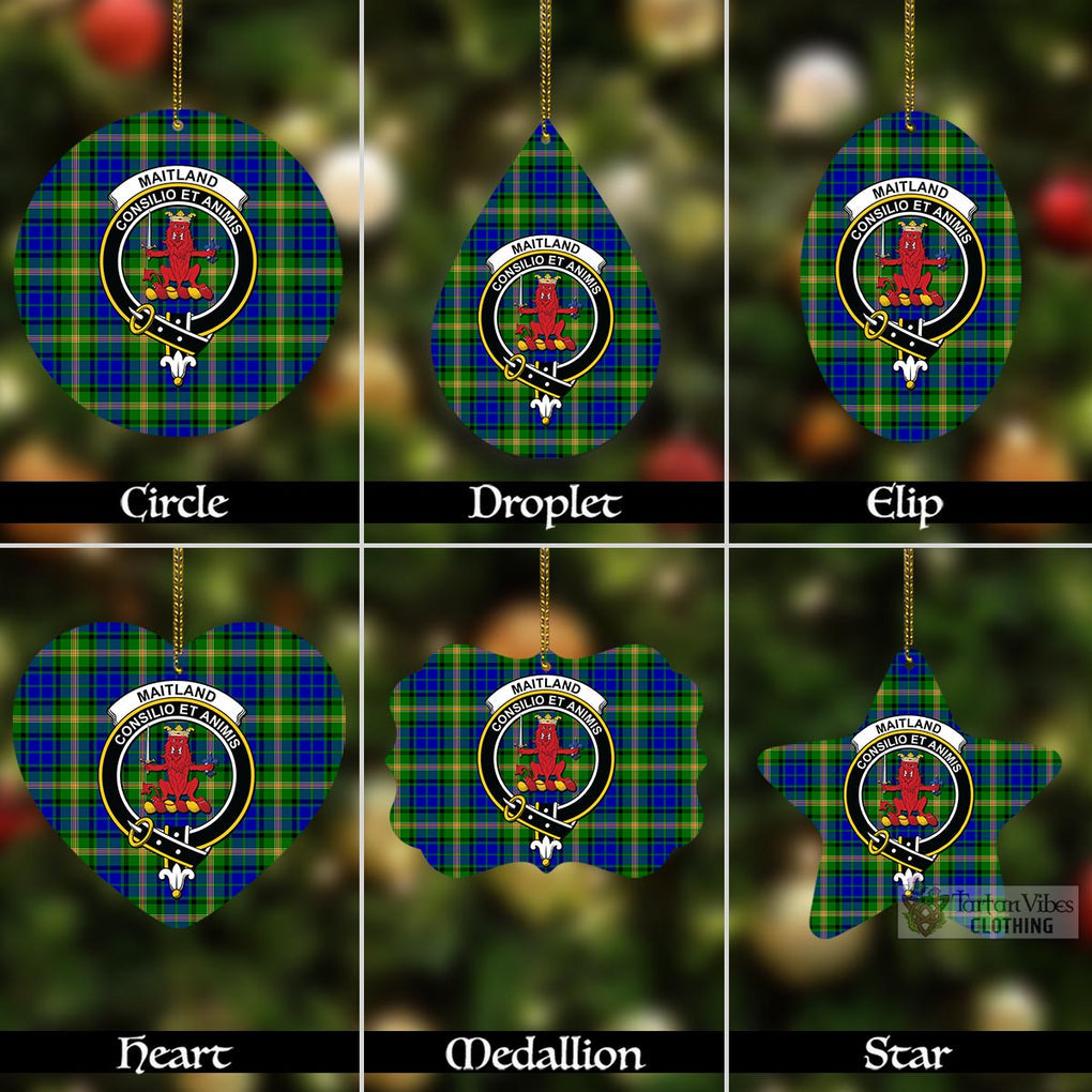 Tartan Vibes Clothing Maitland Tartan Christmas Aluminium Ornament with Family Crest