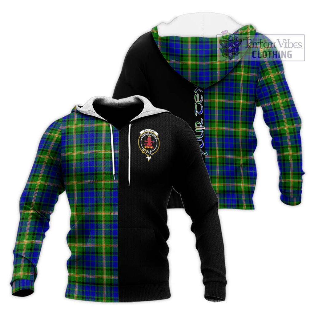 Maitland Tartan Knitted Hoodie with Family Crest and Half Of Me Style Unisex Knitted Pullover Hoodie - Tartanvibesclothing Shop