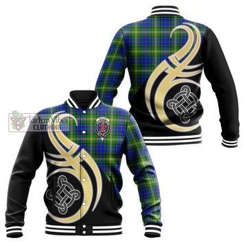 Maitland Tartan Baseball Jacket with Family Crest and Celtic Symbol Style