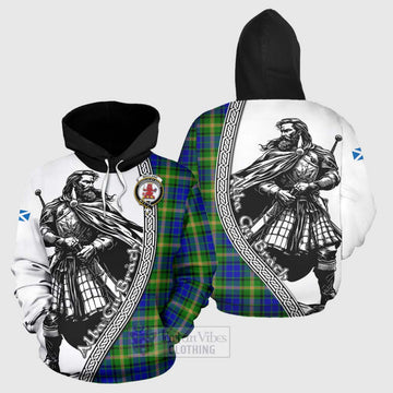 Maitland Tartan Clan Crest Hoodie with Highlander Warrior Celtic Style