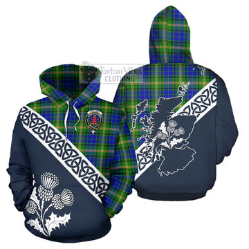 Maitland Tartan Hoodie Featuring Thistle and Scotland Map