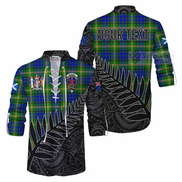 Maitland Crest Tartan Ghillie Kilt Shirt with New Zealand Silver Fern Half Style