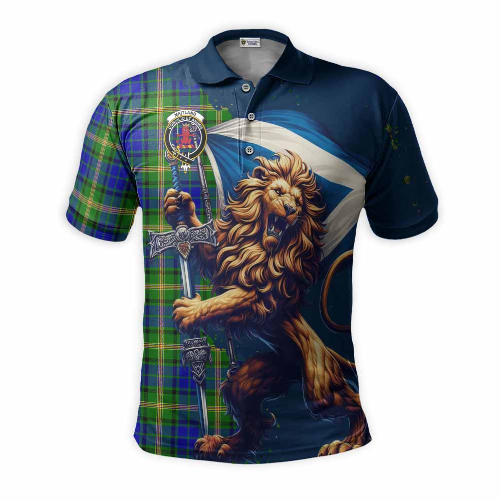 Tartan Vibes Clothing Maitland Tartan Family Crest Men's Polo Shirt with Scottish Majestic Lion