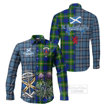 Maitland Tartan Long Sleeve Button Shirt Happy St. Andrew's Day Half Tartan Style