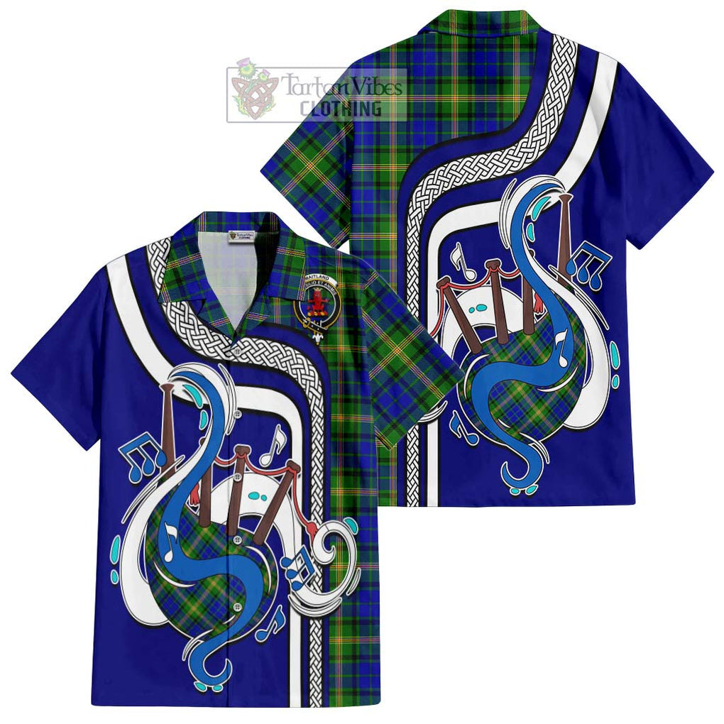 Maitland Tartan Short Sleeve Button Shirt with Epic Bagpipe Style Kid - Tartanvibesclothing Shop