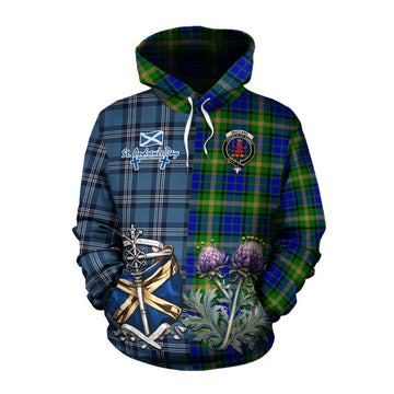 Maitland Tartan Cotton Hoodie Happy St. Andrew's Day Half Tartan Style