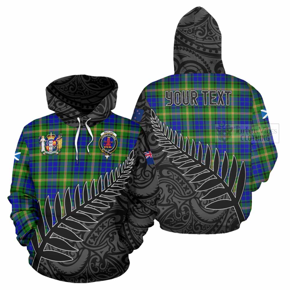 Tartan Vibes Clothing Maitland Crest Tartan Hoodie with New Zealand Silver Fern Half Style