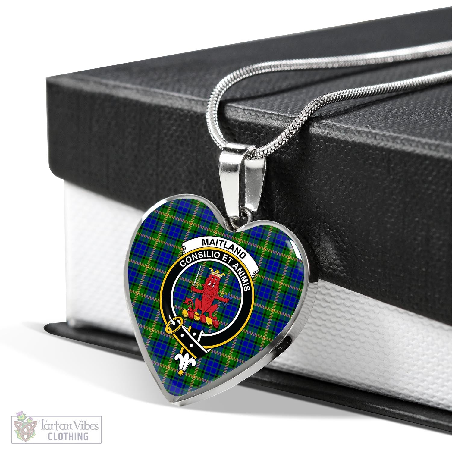 Tartan Vibes Clothing Maitland Tartan Heart Necklace with Family Crest