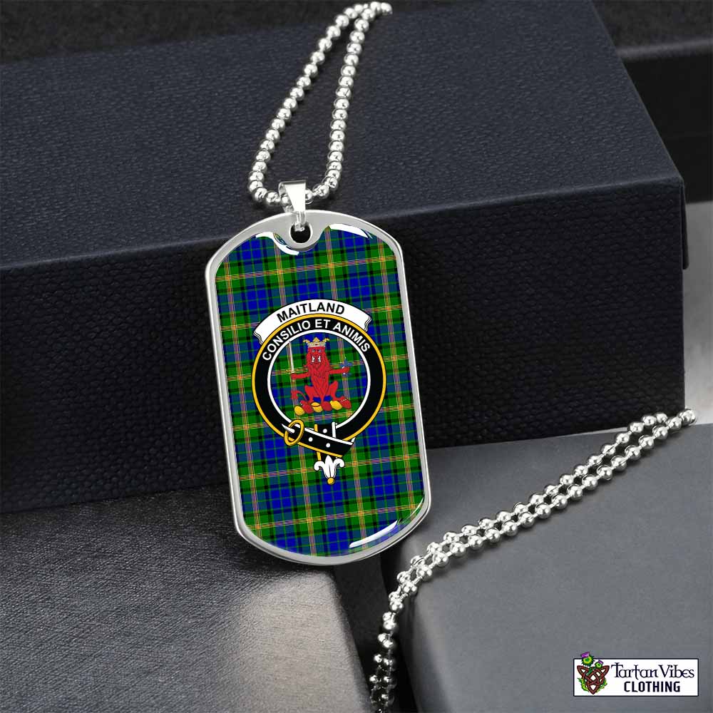 Tartan Vibes Clothing Maitland Tartan Dog Tag Necklace with Family Crest