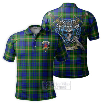 Maitland Tartan Polo Shirt with Family Crest Celtic Skull Style