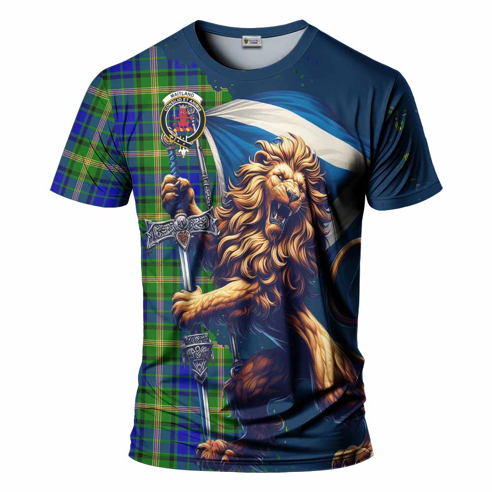 Tartan Vibes Clothing Maitland Tartan Family Crest T-Shirt with Scottish Majestic Lion