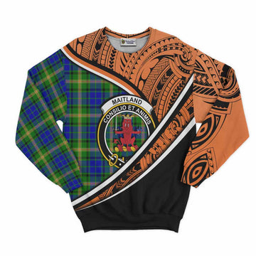 Maitland Crest Tartan Sweatshirt with Polynesian Vibes Style - Orange Version