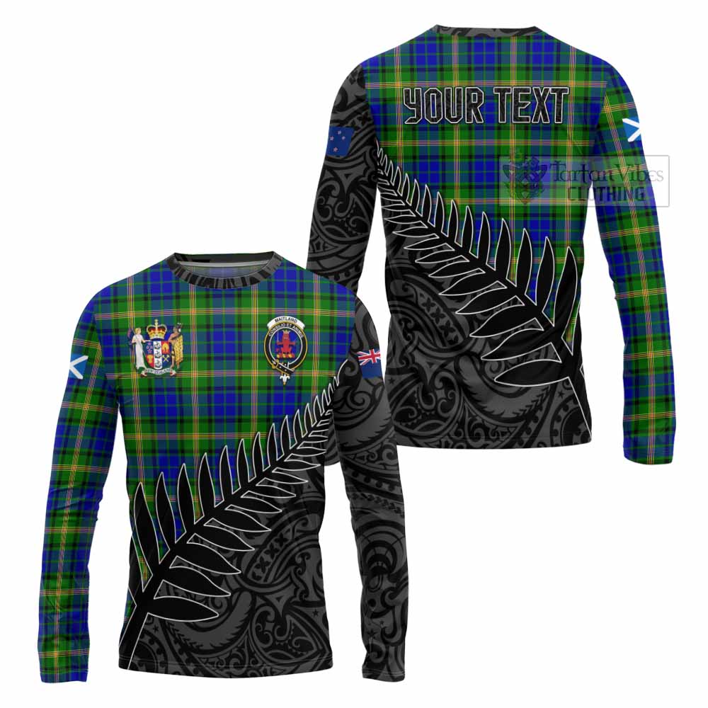 Tartan Vibes Clothing Maitland Crest Tartan Long Sleeve T-Shirt with New Zealand Silver Fern Half Style