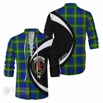 Maitland Tartan Ghillie Kilt Shirt with Family Crest Circle Style