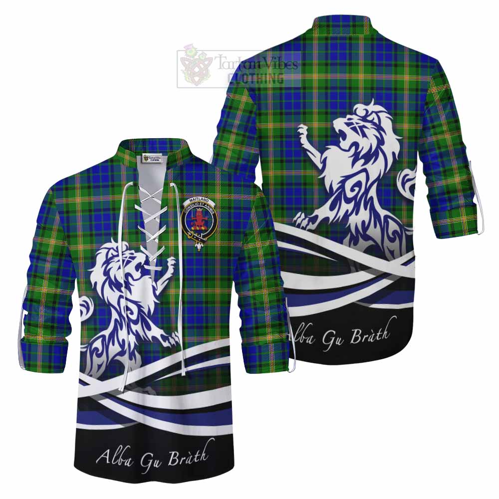 Tartan Vibes Clothing Maitland Tartan Ghillie Kilt Shirt with Alba Gu Brath Regal Lion Emblem