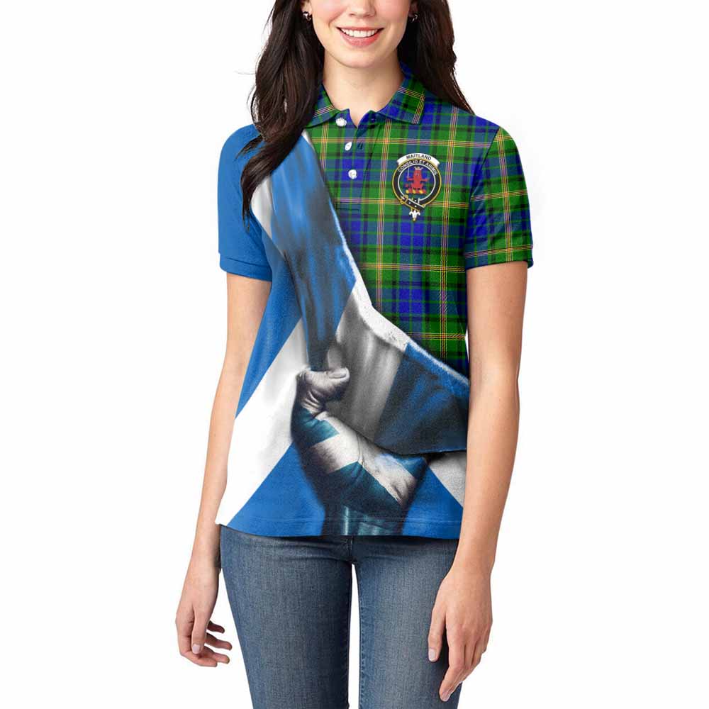 Tartan Vibes Clothing Maitland Tartan Women's Polo Shirt with Family Crest Scotland Patriotic Style