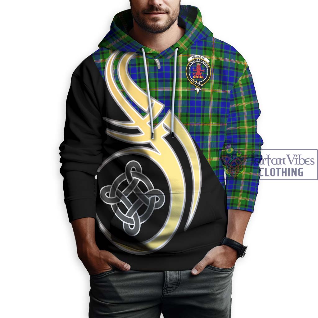 Tartan Vibes Clothing Maitland Tartan Hoodie with Family Crest and Celtic Symbol Style