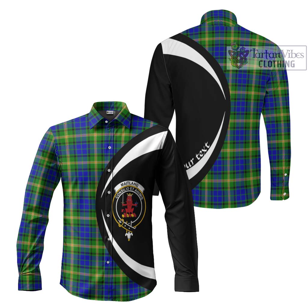 Maitland Tartan Long Sleeve Button Up with Family Crest Circle Style Men's Shirt S - Tartan Vibes Clothing