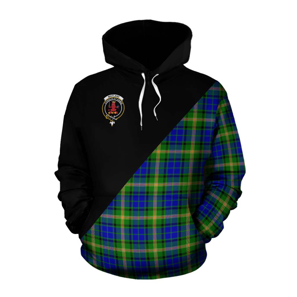 Tartan Vibes Clothing Maitland Tartan Cotton Hoodie with Family Crest and Military Logo Style